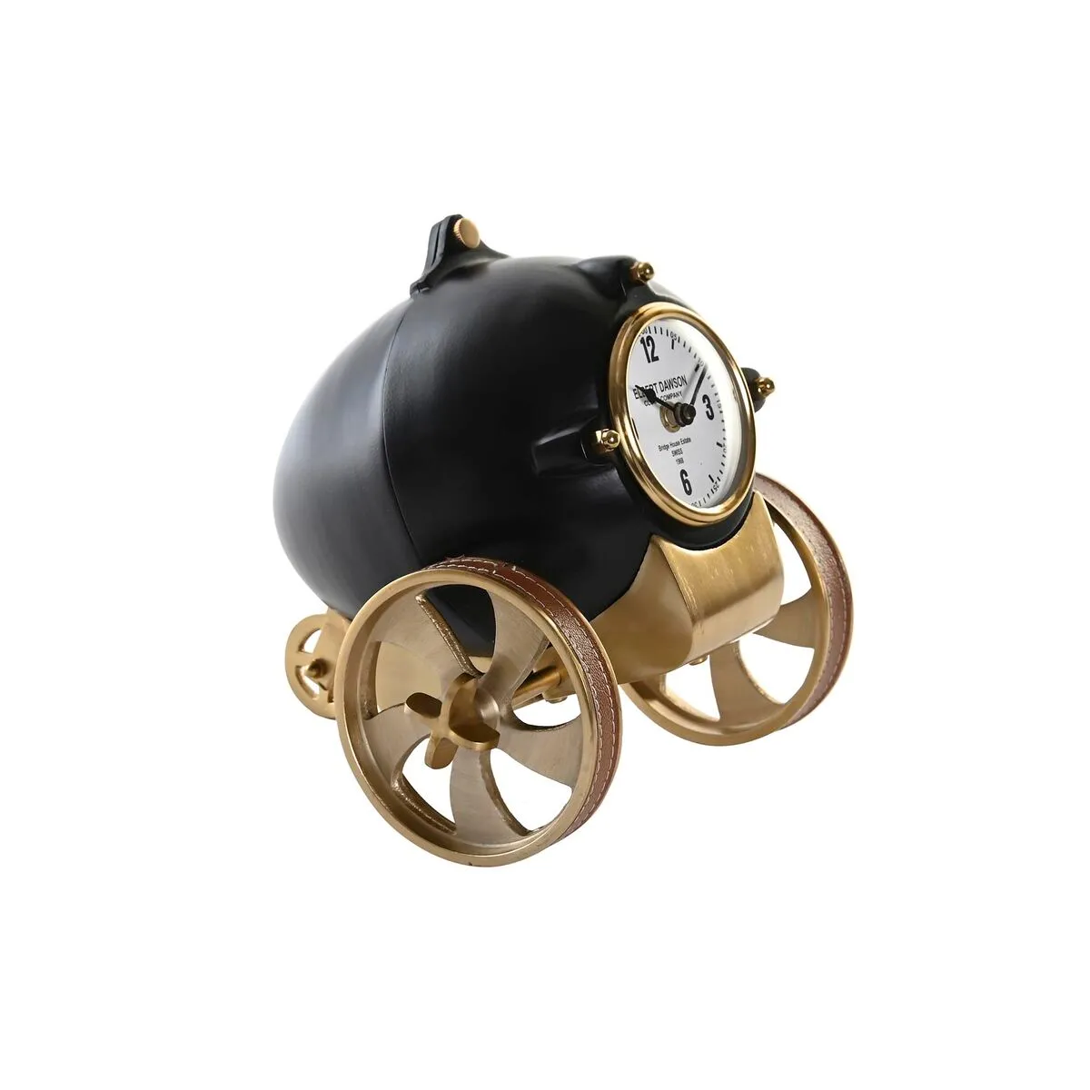 DKD Home Décor Horloge Table Noir Doré 21 cm