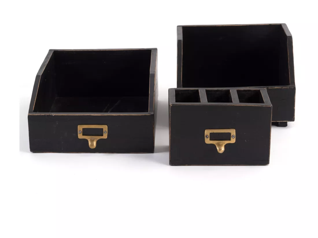 SET D'ORGANISATEUR Bureau 3 pièces Bois de mahogany, avec tableau écrivable 09 voodoo - schwarz