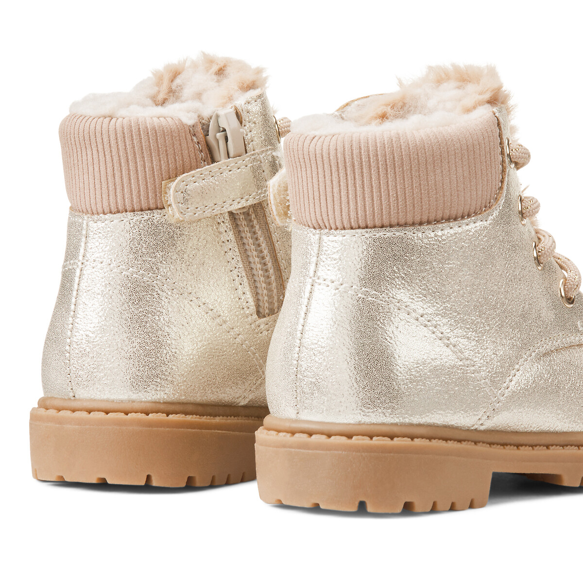 COLEÇÃO LA REDOUTE<br>Botas de cano curto forradas com zíper e cadarço