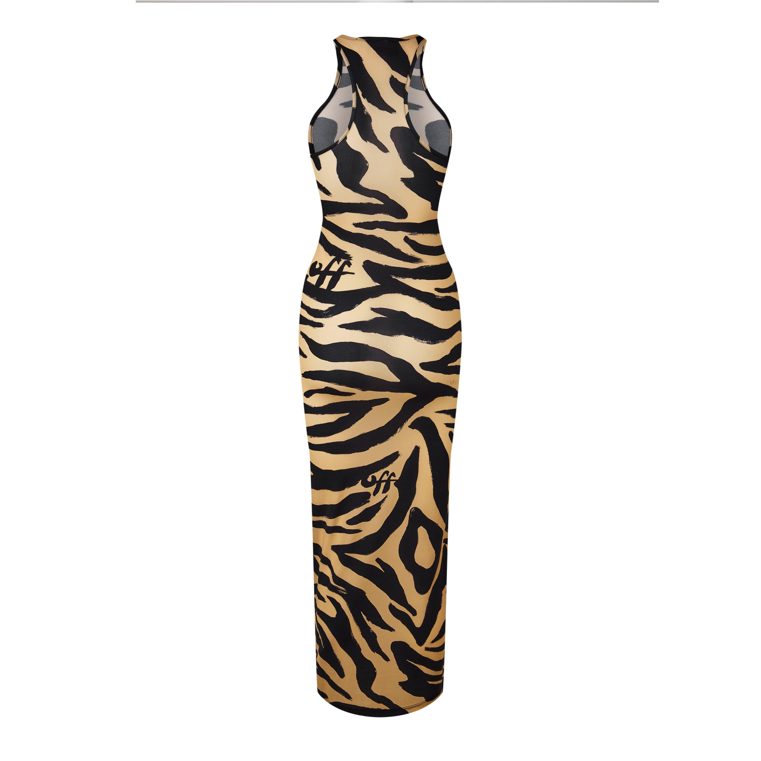Off White Zebra Print Maxi Dress