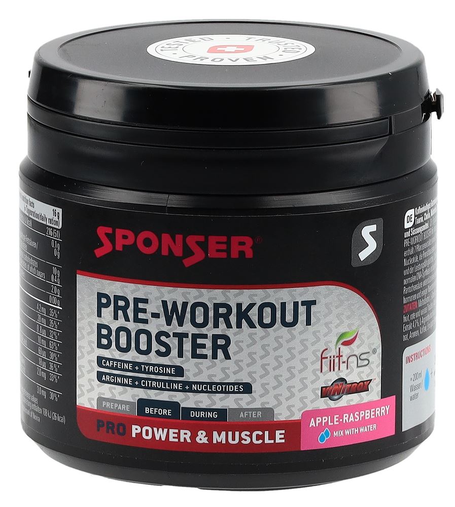 SPONSER Pre-Workout Booster<br>256 g, Dose, Pulver, Apple Raspberry
