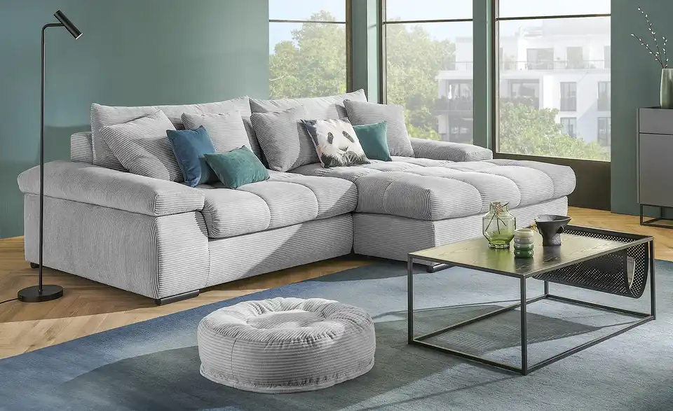 Ecksofa Hella rechts Hellgrau