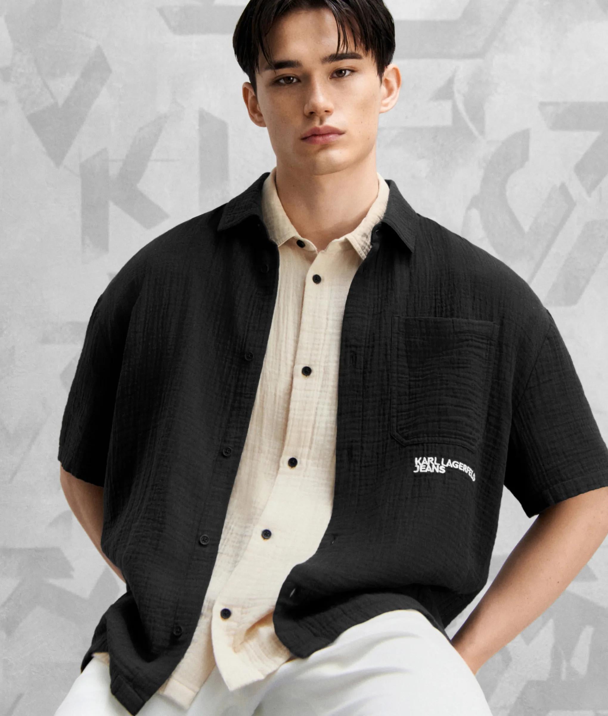 Linnen melange met korte mouwen shirt