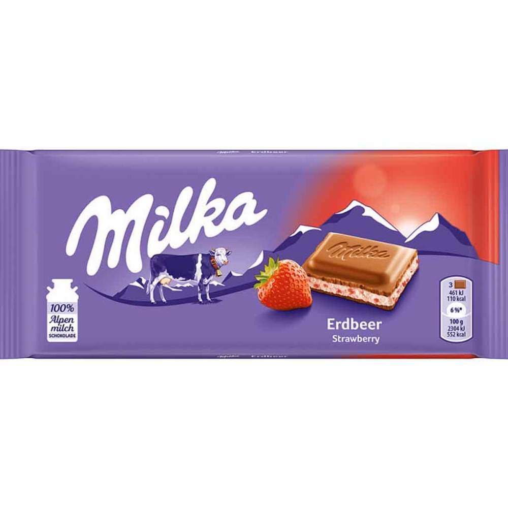 MILKA Tafelschokolade Erdbeer 100g MHD:25.10.25