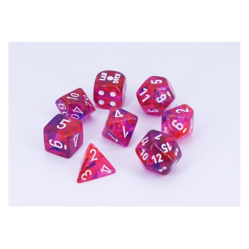CHESSEX - Set de 8 dés * lustrous * Lumière Noir & Blanc