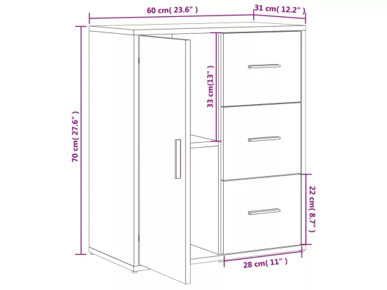 Buffet blanc 60x31x70 cm bois d'ingénierie