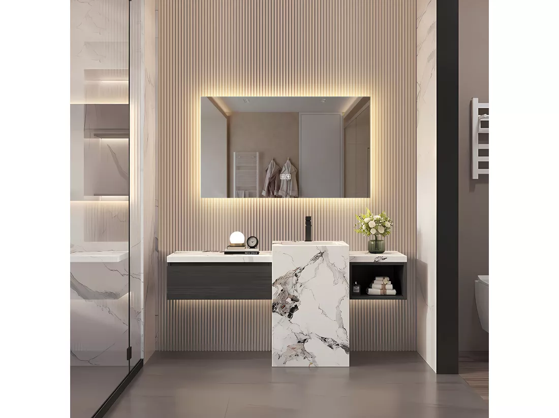 Miroir Salle de Bain avec Éclairage - 60 x 100 cm - Miroir LED Salle de Bain - avec Anti-buée et 3 Couleur Changeable