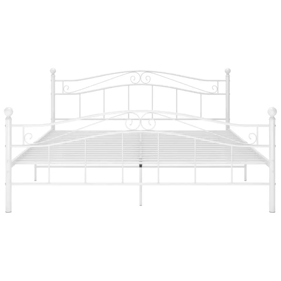 vidaXL - Bed frame met hoodfbord en lattenbodem - Wit - Metaal - 140x200 cm