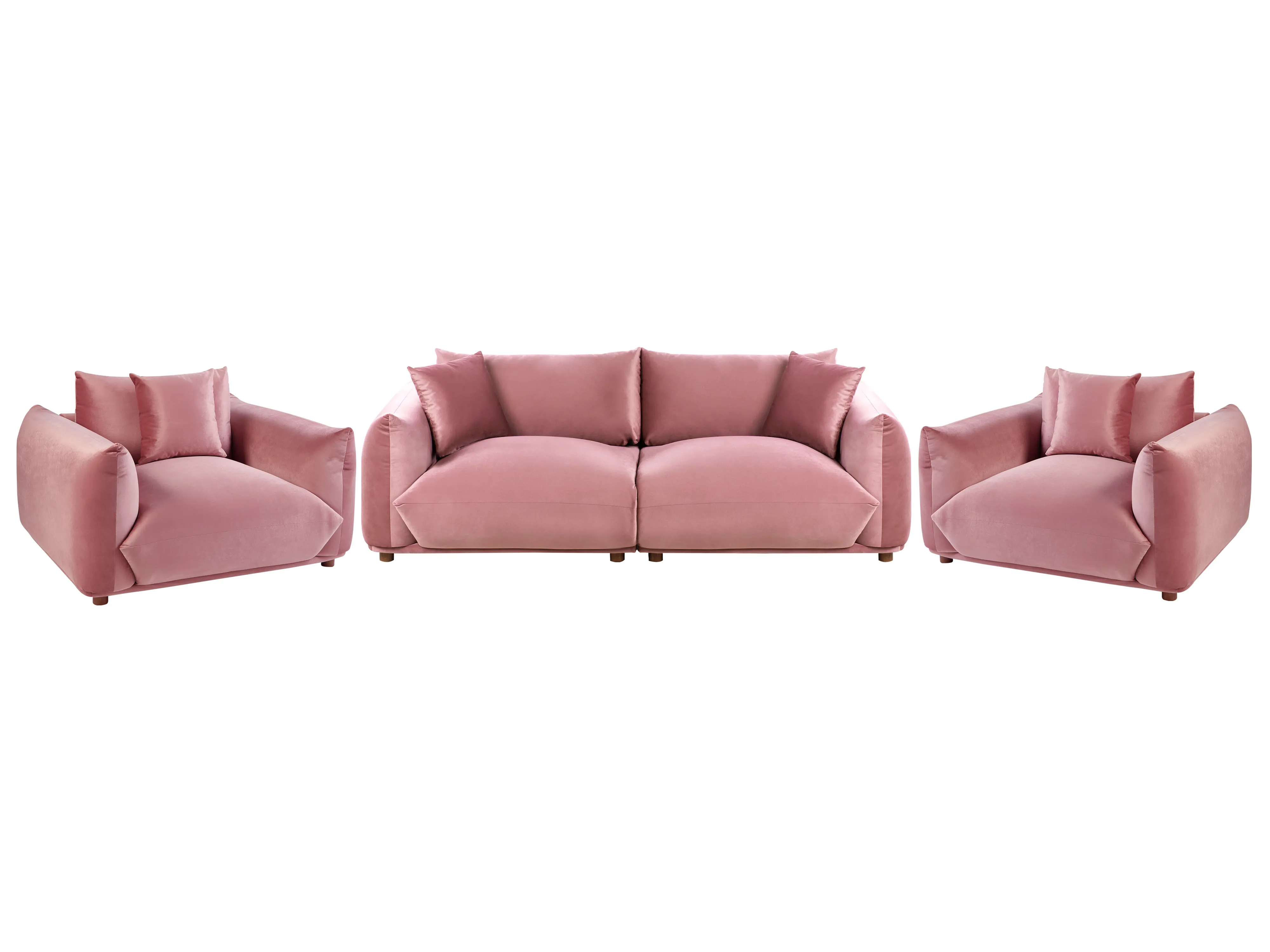 Bankenset 5-zits LUVOS Fluweel Roze