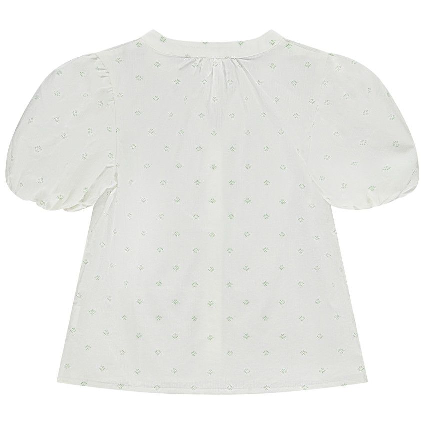 Chemisier manches ballon imprimé minimaliste pour fille - Ecru