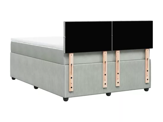 Sommier à lattes de lit et matelas Gris clair 160x200cm Velours