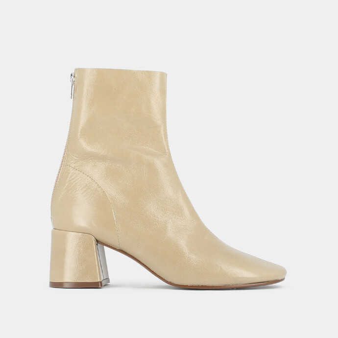 Bottines à talons  en cuir vieilli beige