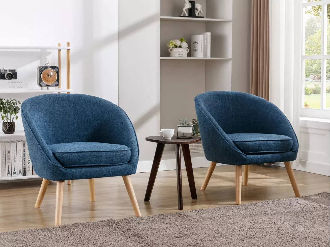 Fauteuil en tissu bleu LINDALE