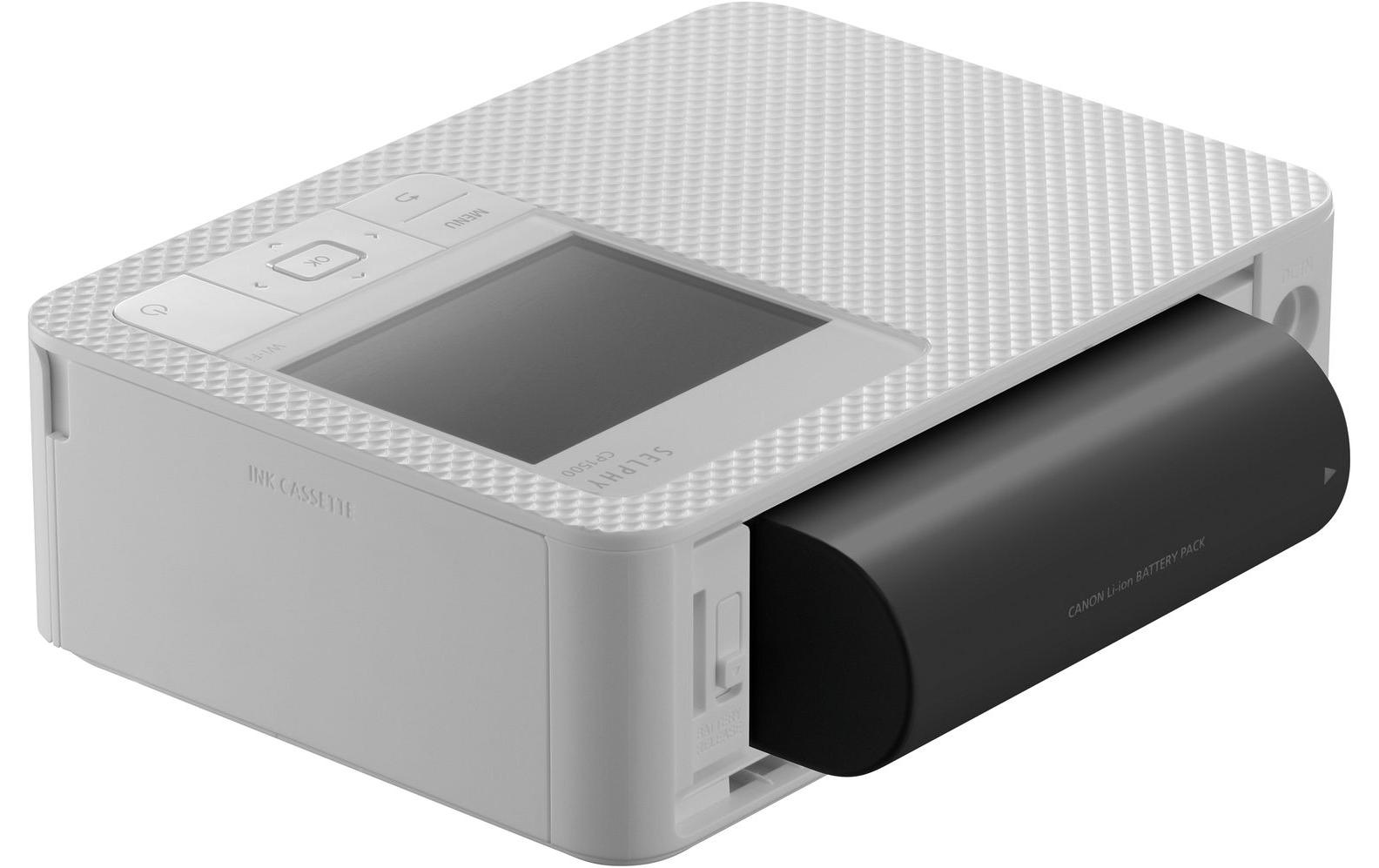 Fotodrucker Selphy CP1500 Weiss inkl. Papier und Tinte<br>Mobiler, WLAN-fähiger Fotodrucker
