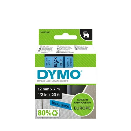Dymo D1 Schriftband 12 mm x 7 m schwarz auf blau