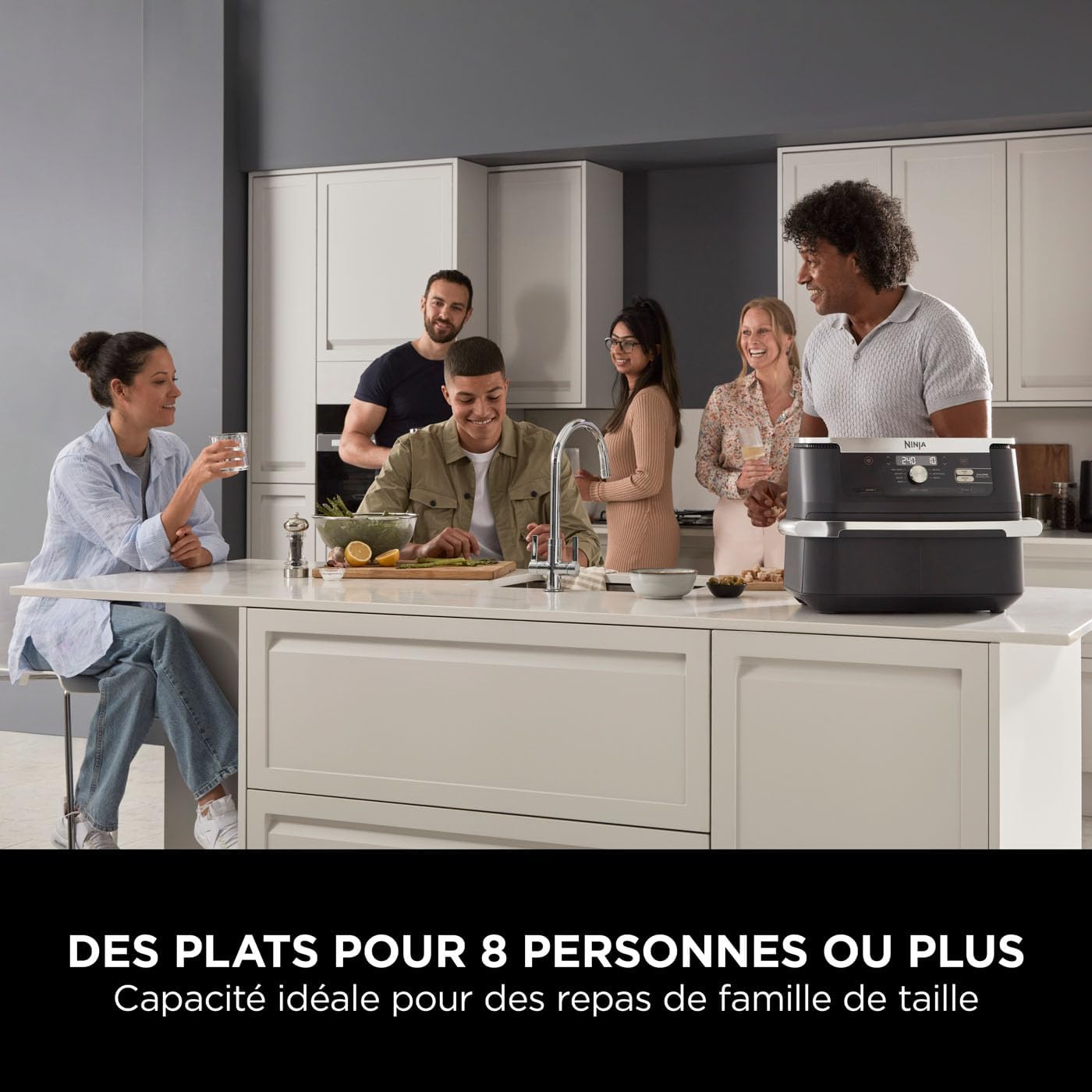 NINJA Foodi FlexDrawer Air Fryer 2 Compartiments Avec Séparateur Amovible, Grande Capacité 10.4L, Air Fryer 7-en-1, Max 240°C, Pièces Antiadhésives Am