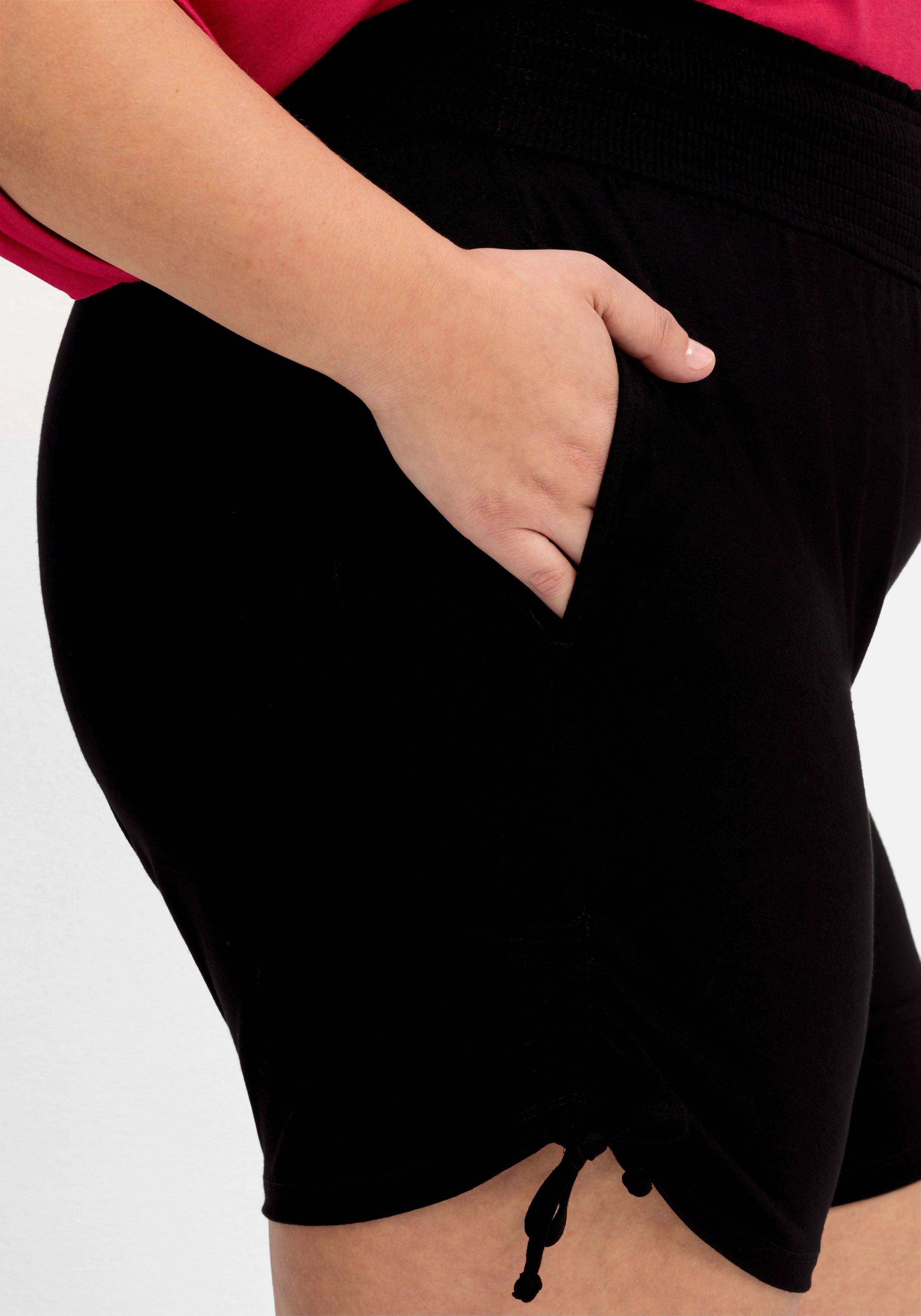 Jerseyshorts mit breitem Smokbund und Raffung seitlich