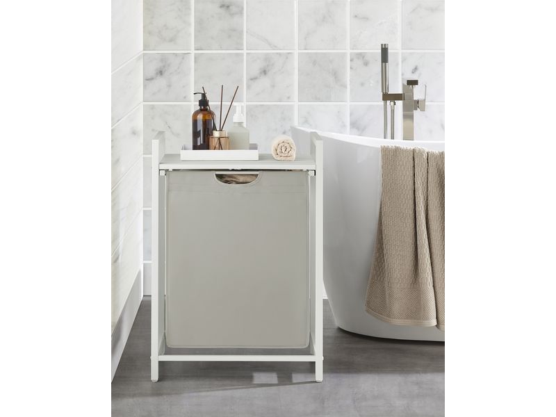 VASAGLE Wäschekorb  mit Ablage 65 l, Weiss Wäschesammler