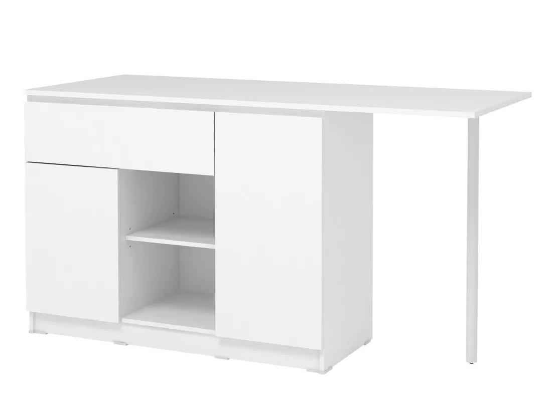 Ilot central de cuisine avec 2 portes, 1 tiroir et 2 niches - Blanc - TUNORI