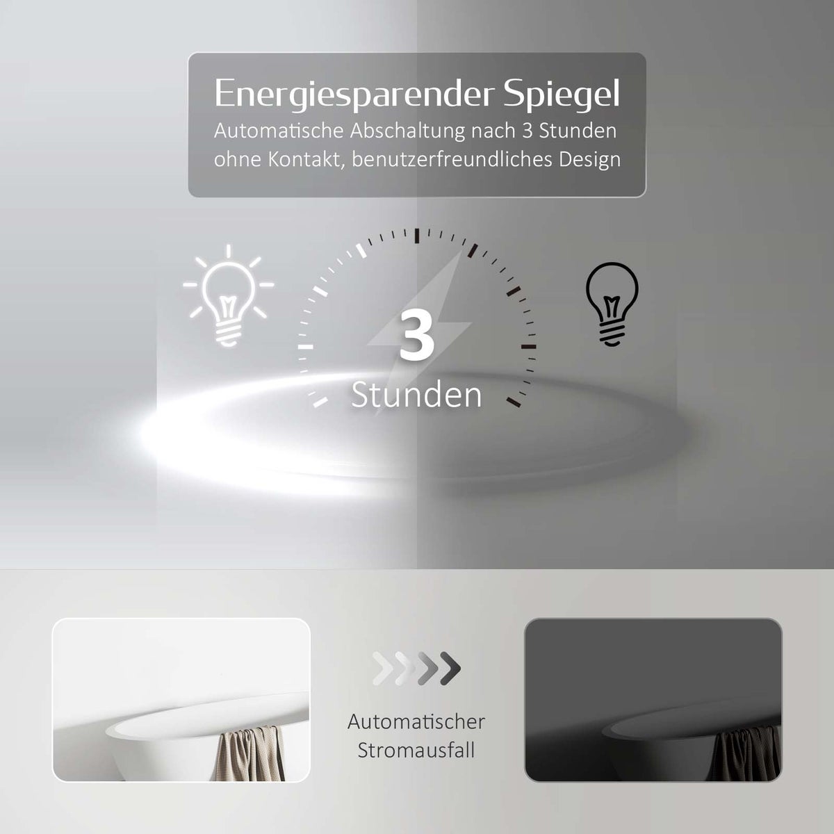 EMKE Badkamerspiegel met verlichting, LED-spiegel met aanraakschakelaar, rond, anti-condens, diameter 70 cm, koel wit