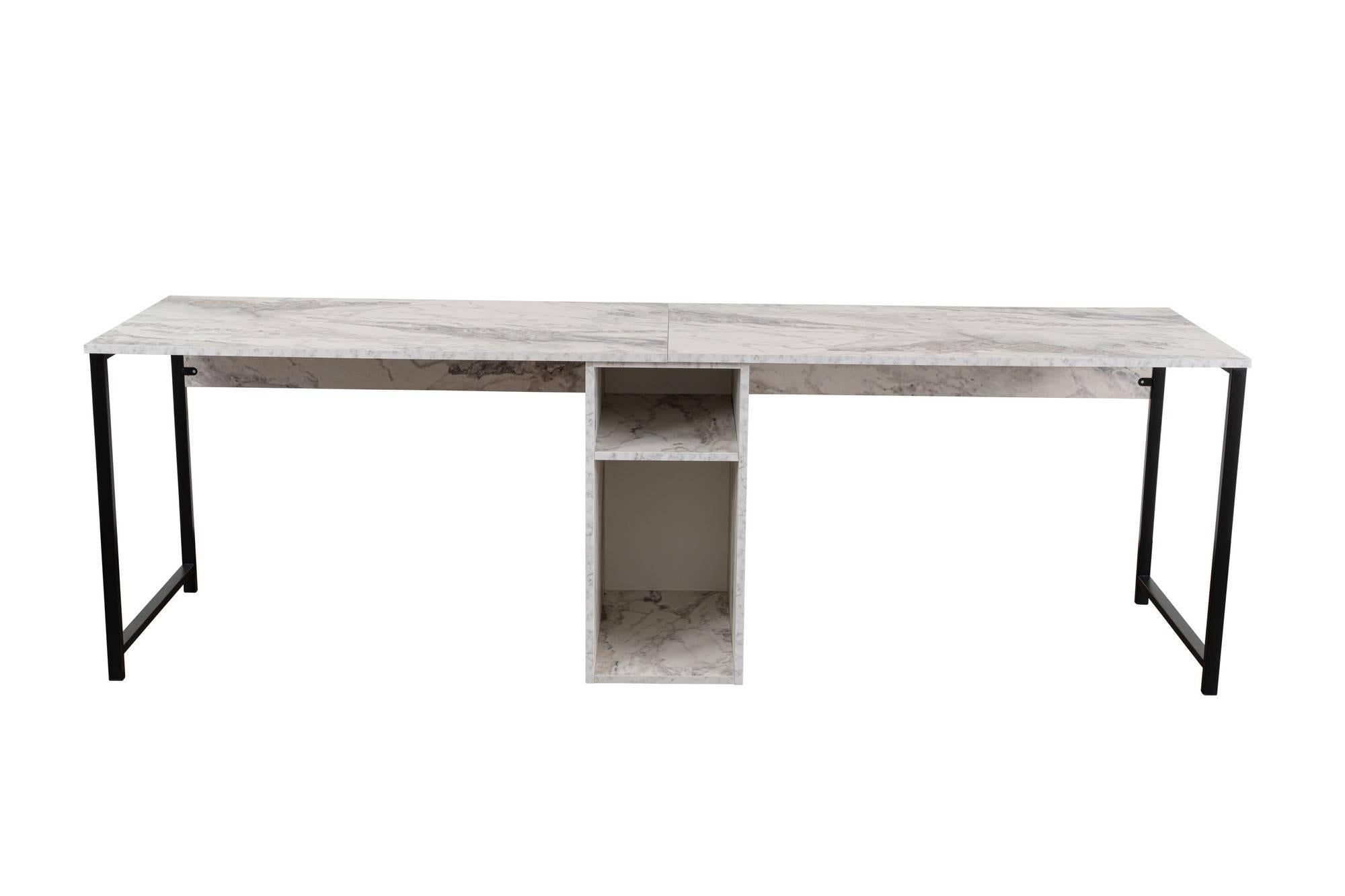 Giga Meubel - Bureau Marmerlook - 240x60x74cm - Twin