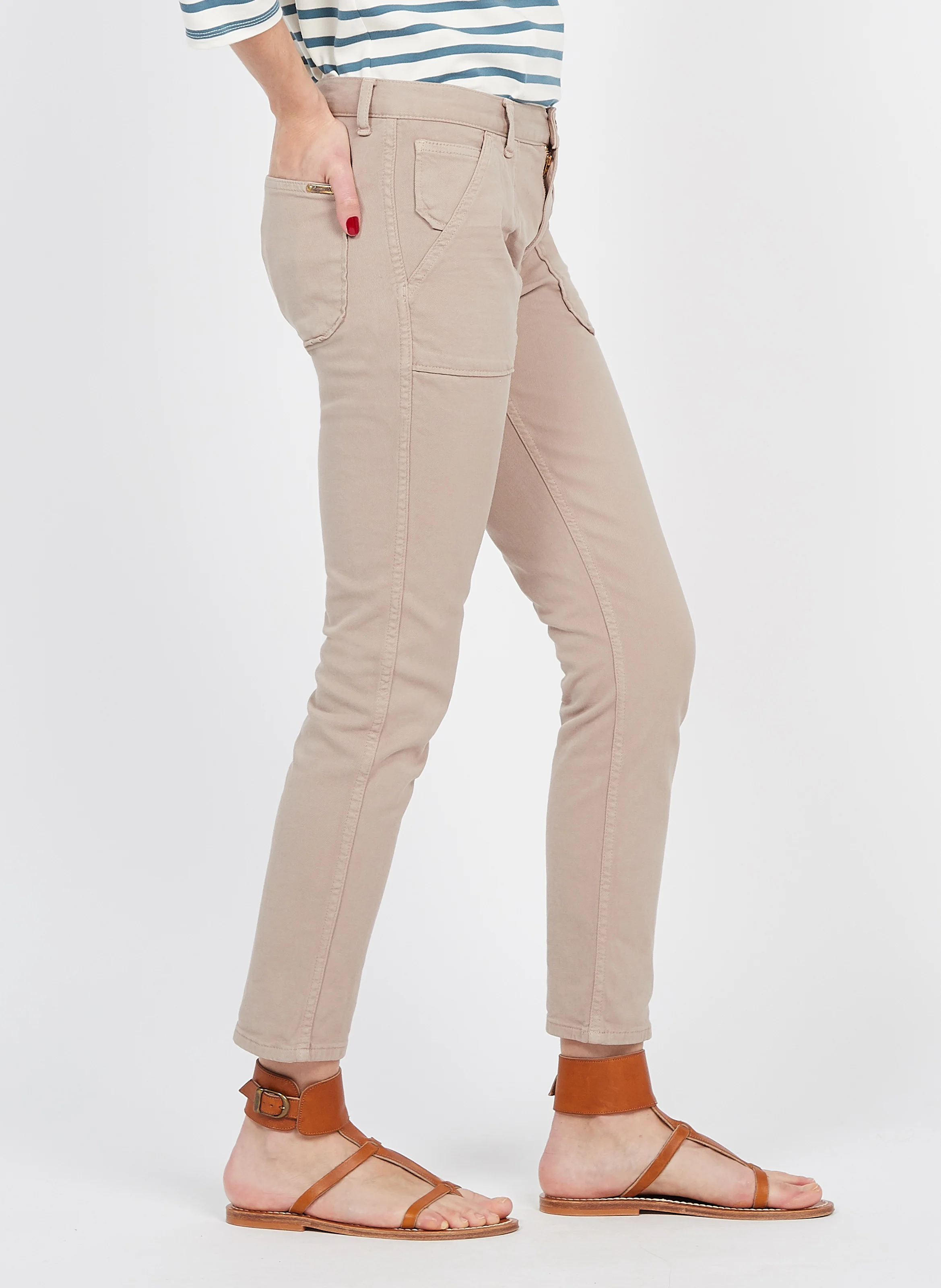 PIERCE - Jean slim en coton mélangé | Beige