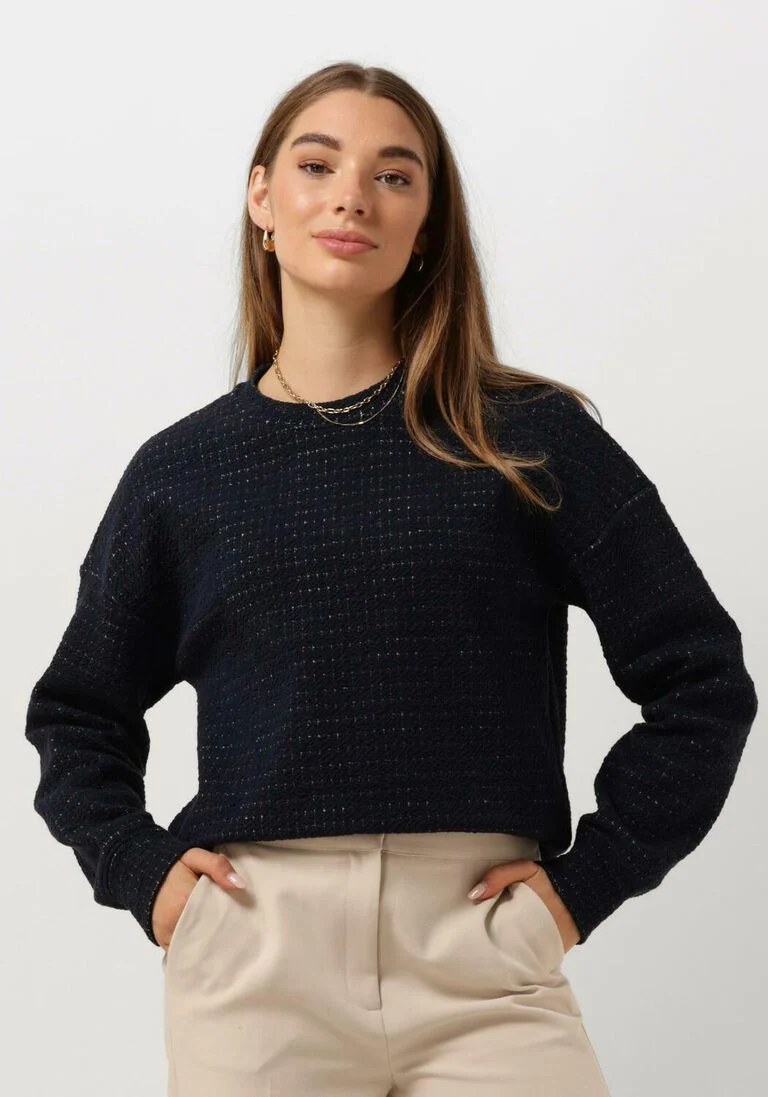 VANILIA donkerblauwe vanilia trui structure sweat