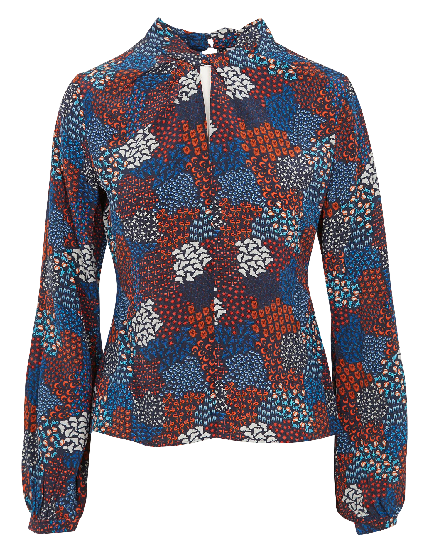 OLYMPE - Blouse col rond en soie | Bleu