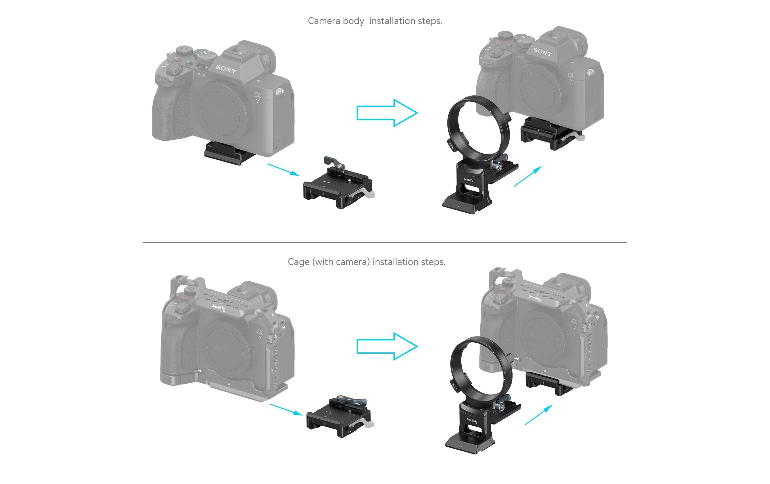 Montageplatte Sony Alpha 1 / 7 / 9 / FX-series Kit DrehbarDrehbare Montageplatte für schnellen Wechsel zwischen horizontalem und vertikalem Modus