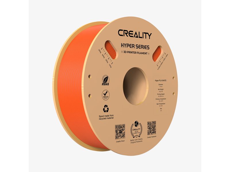 Creality Filament PLA Hyper, Orange, 1.75 mm, 1 kg Hochwertiges 1.75 mm PLA Hyper Filament für 3D Drucker