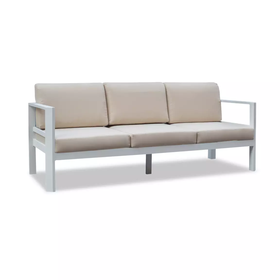 Canapé de jardin en aluminium 3 places Ostara Blanc et taupe
