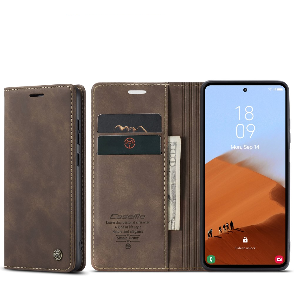 Samsung Galaxy S23 FE Leder Tasche Flip Wallet Etui mit Kartenfächern - Dunkelbraun