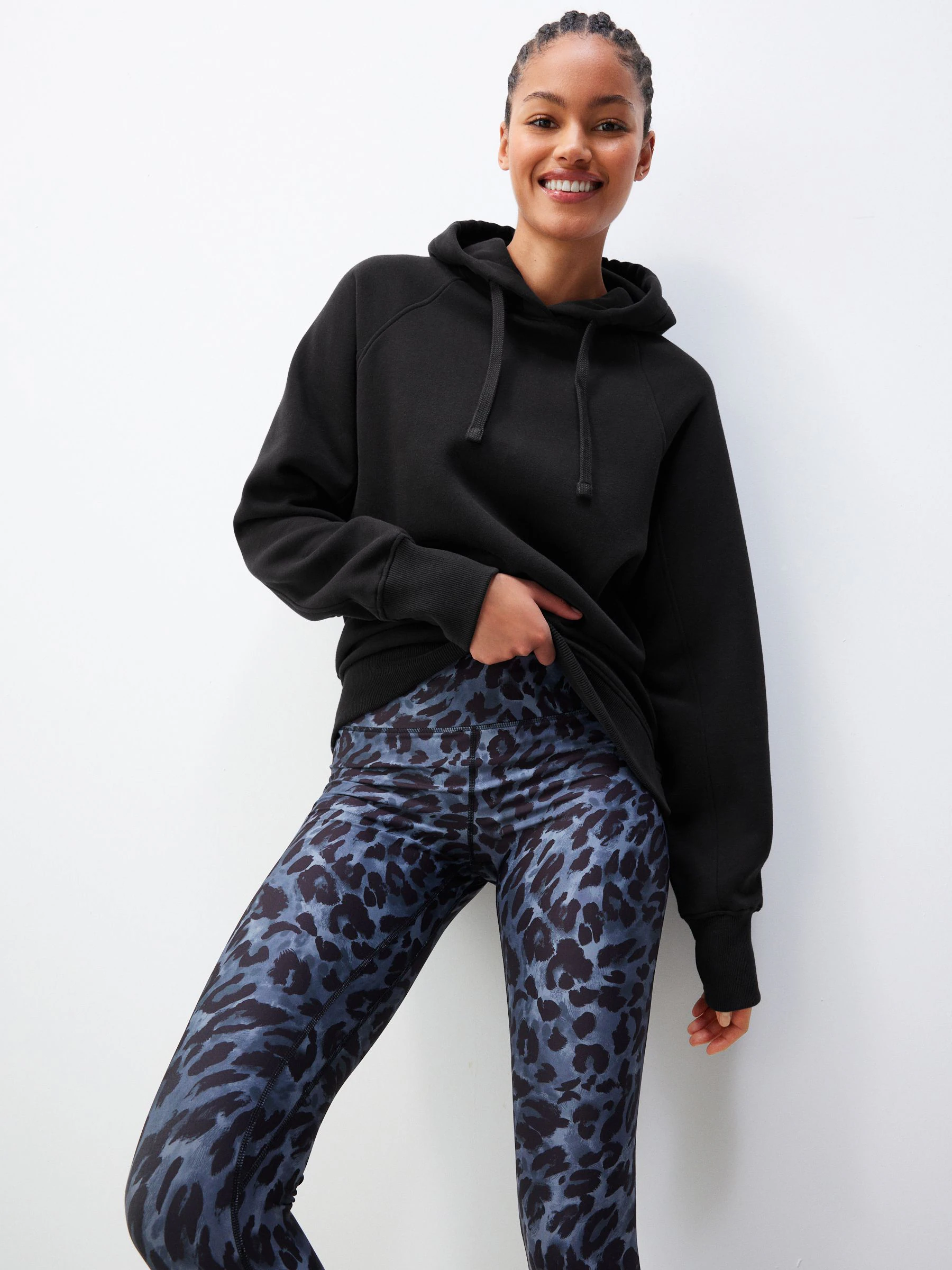 Zwart - Lange pullover-sporthoody