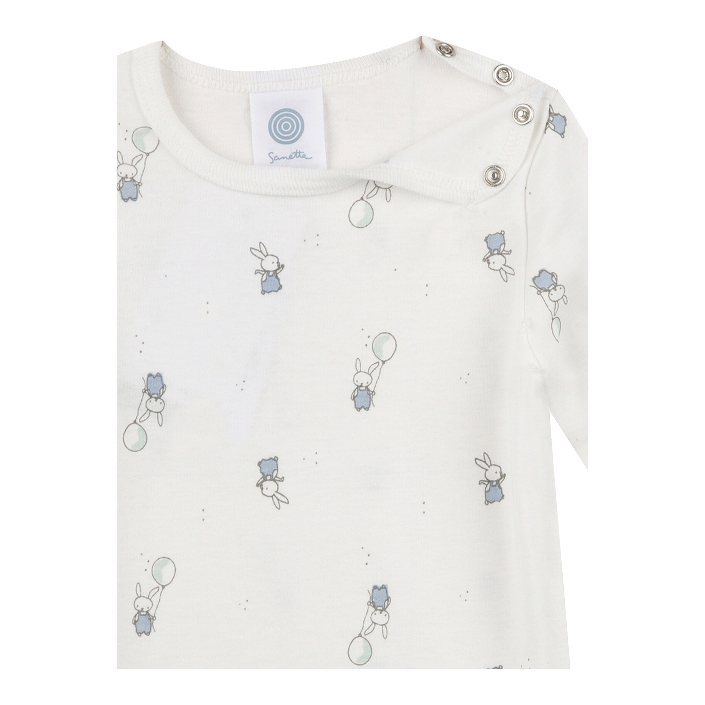 Sanetta Body langarm Hasen Luftballons natur/blau
