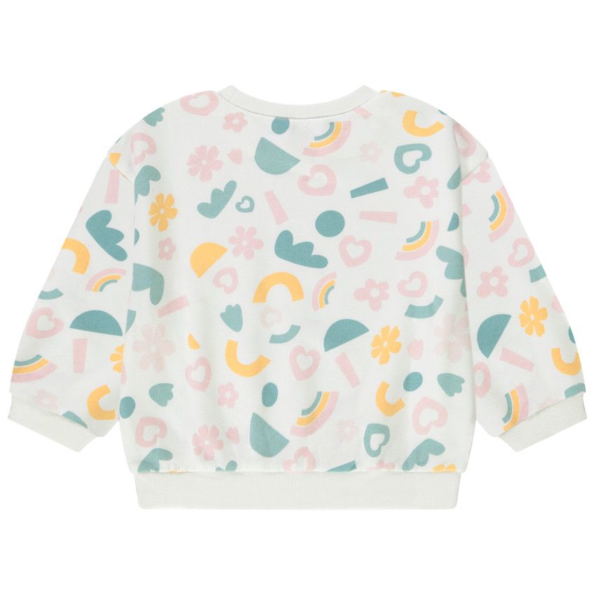 Sweat oversize imprimé arty pour bébé fille - Ecru