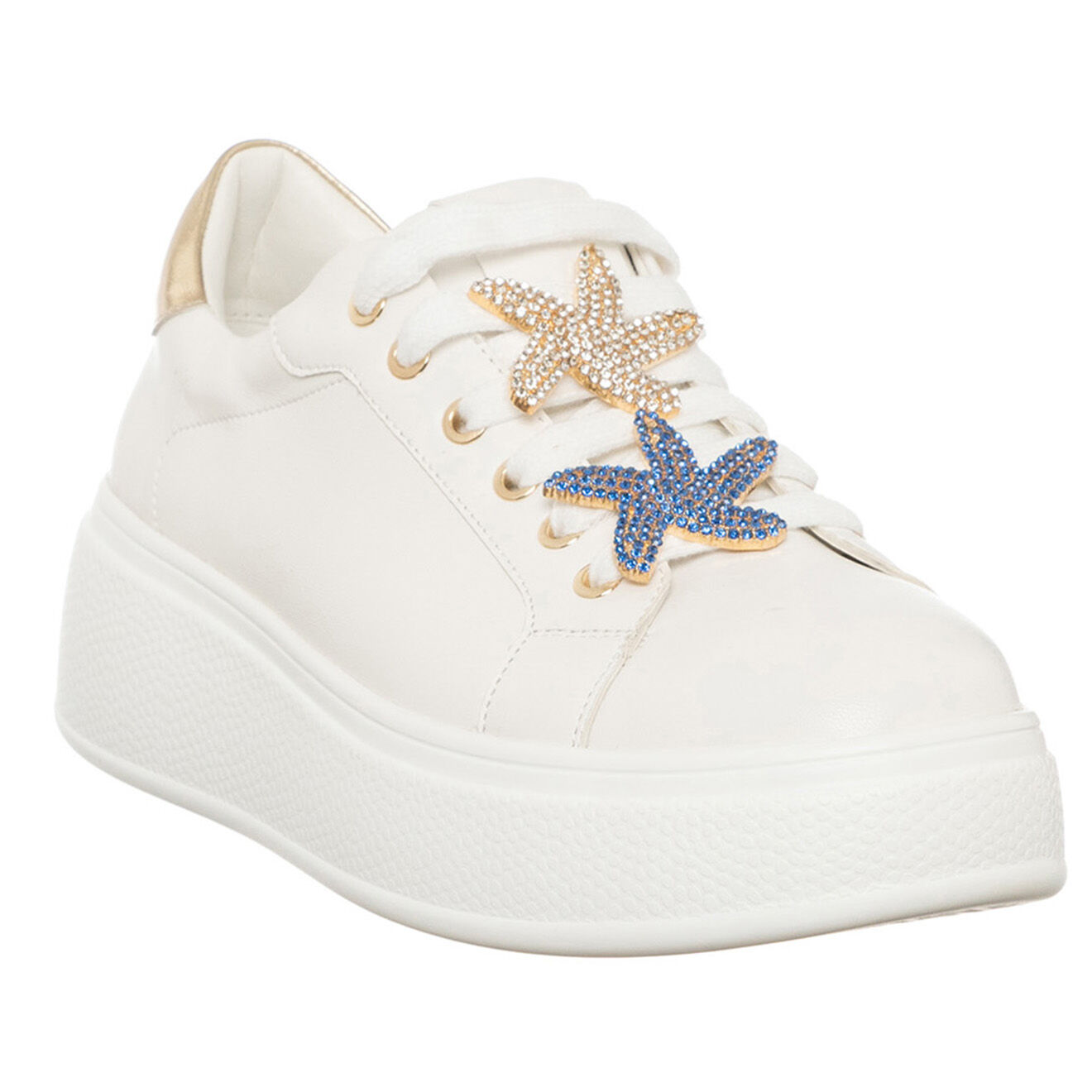 Loretta by Loretta Sneakers Foa blanc/doré - Plateforme 5 cm