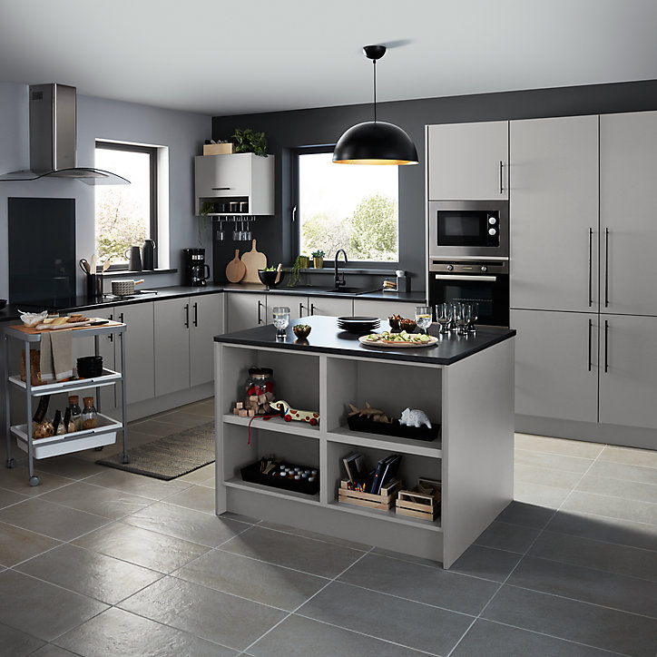 Porte de colonne de cuisine Balsamita gris mat L. 60 cm x H. 130 cm GoodHome