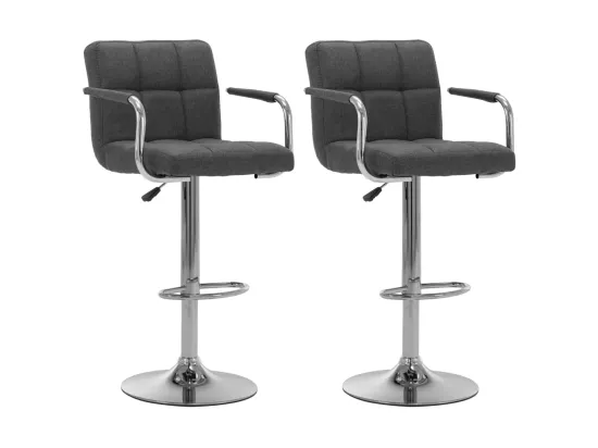 Chaises de bar lot de 2 gris foncé tissu