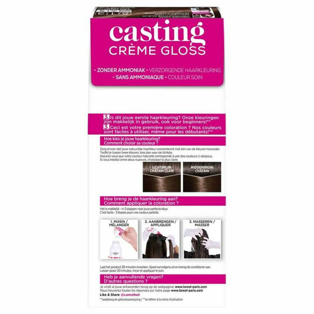 L'Oréal Casting Crème Gloss Semi-Permanente Haarkleuring 513 Iced Truffle - Licht Beigebruin