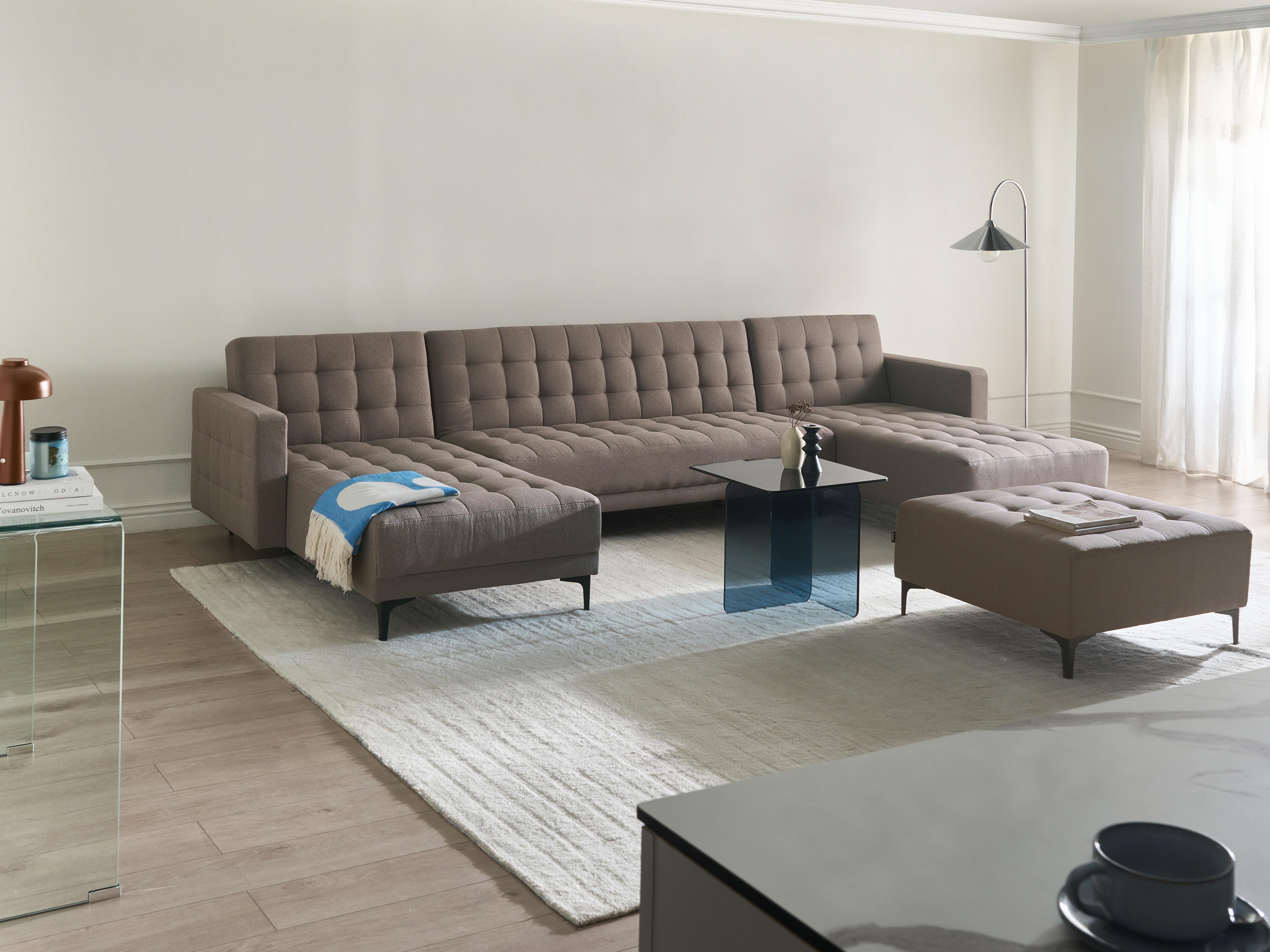 Modulaire U-vormige slaapbank 5-zits ABERDEEN Stof Taupe