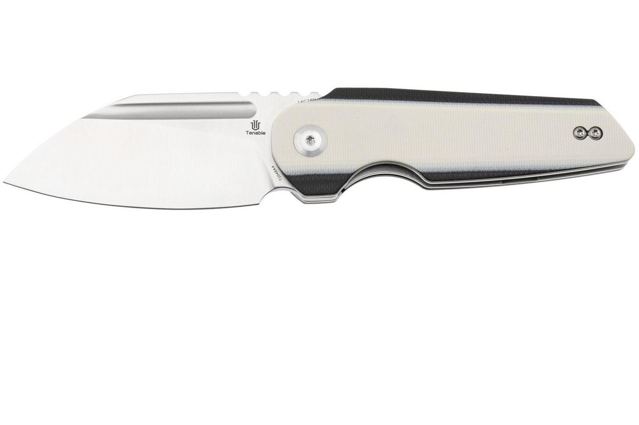 Tenable Knives Rafe L T1048A4 Satin 14C28N, Ivory White Black G10, zakmes, 4T5 design