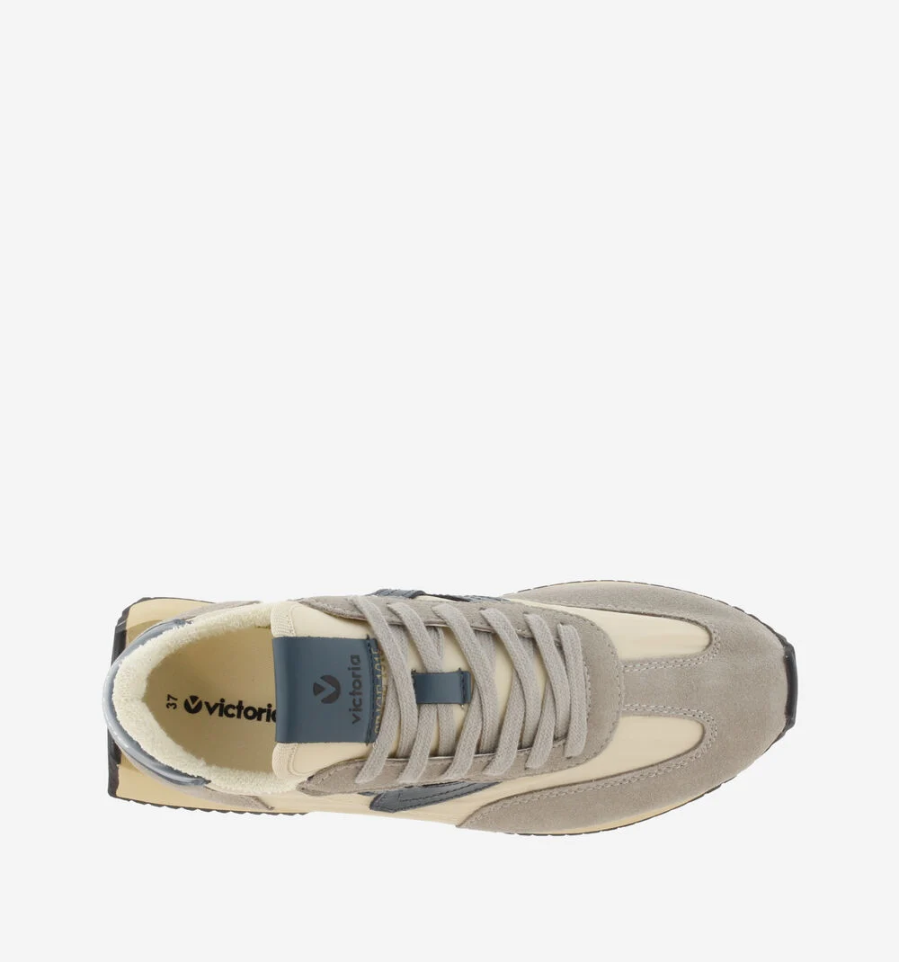 COSMOS RÉTRO NYLON & CUIR FENDU Baskets rétro pour femmes super légères PETROLEO