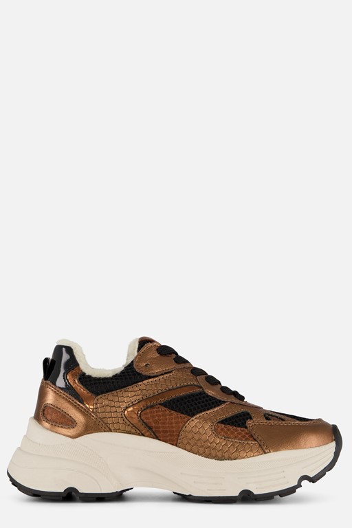 PS Poelman Sneakers Metallic bruin Leer