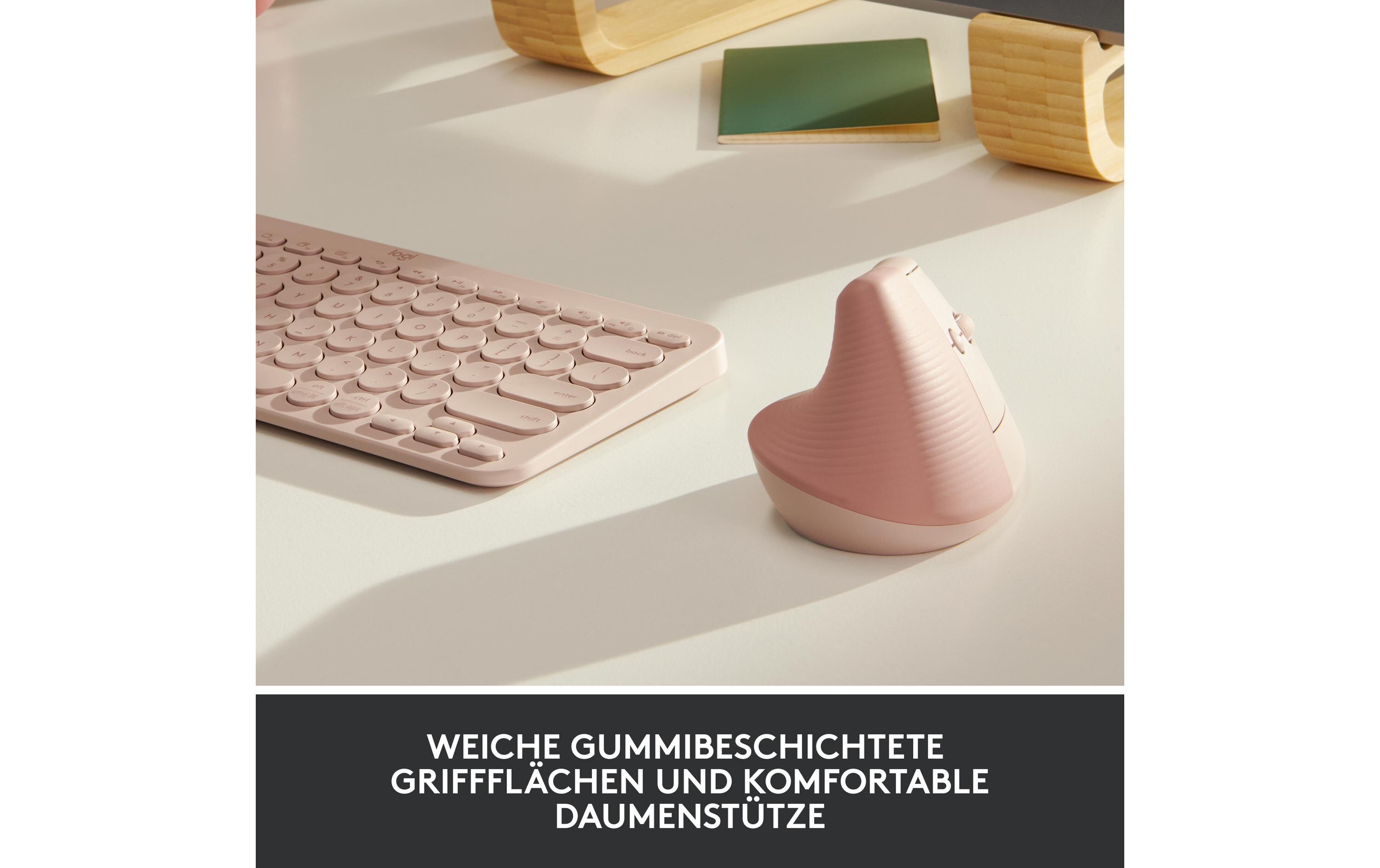 Ergonomische Maus Lift RoseKomfortable ergonomische Maus mit vertikalem Design für kleine bis mittelgrosse Hände