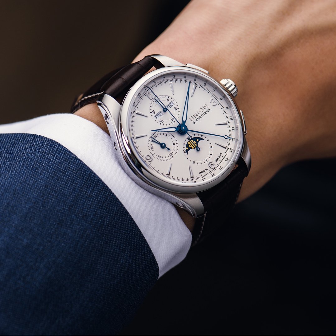 Union Glashütte Belisar Chronograph Mondphase Weiss 42mm