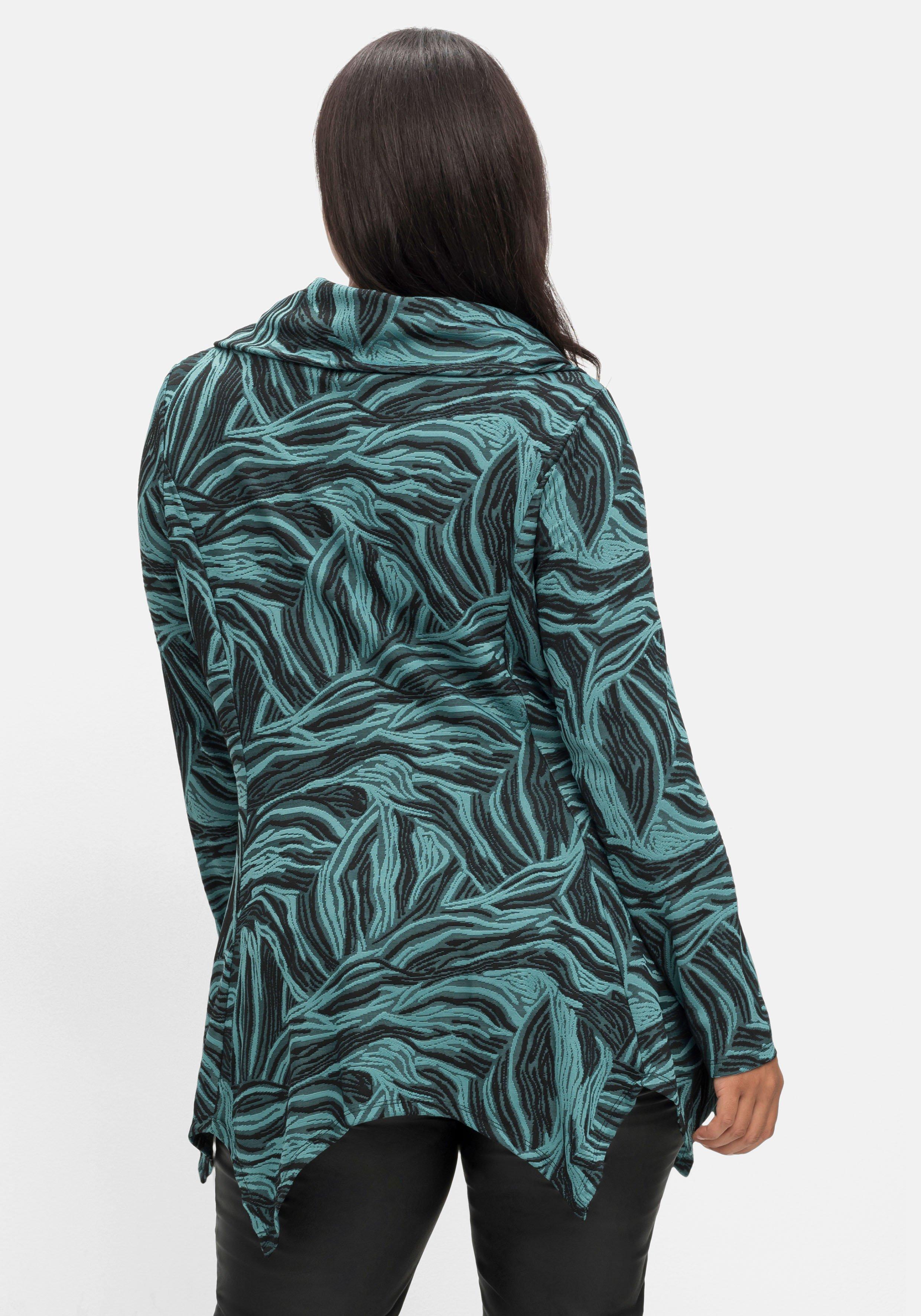 Longshirt mit Ausbrenner-Muster und Zipfelsaum