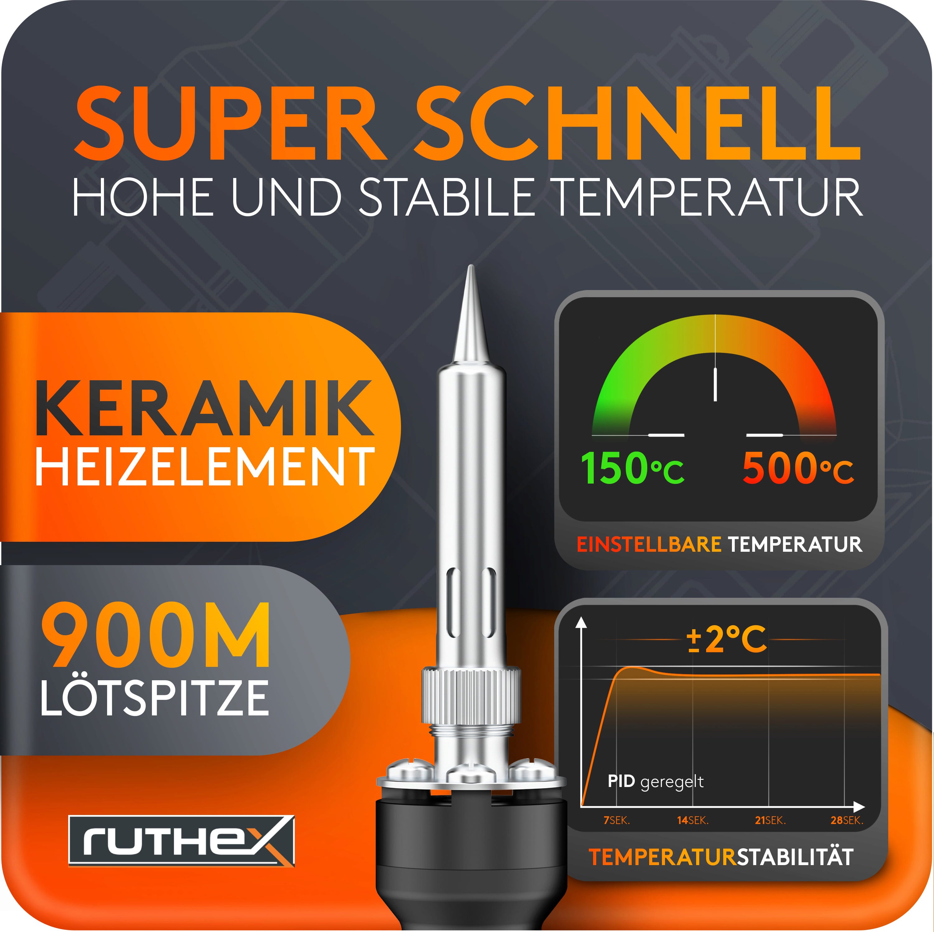 ruthex  900M Lötkolben    Elektrischer Lötkolben mit LED Display