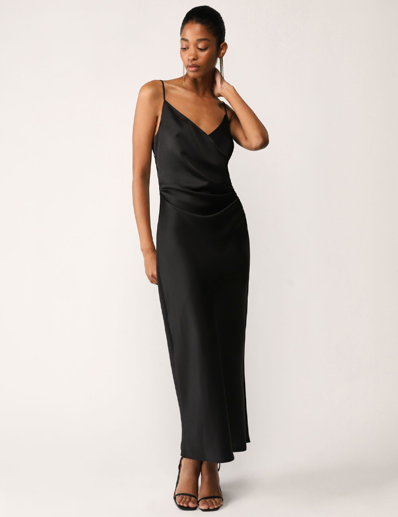 IMPERIAL ROBE LONGUE UNIE FENTE LATÉRALE NOIR