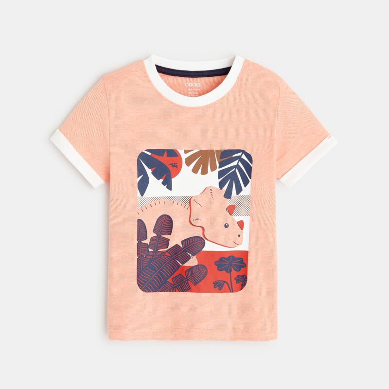 T-shirt rayé dinosaure orange bébé garçon Orange