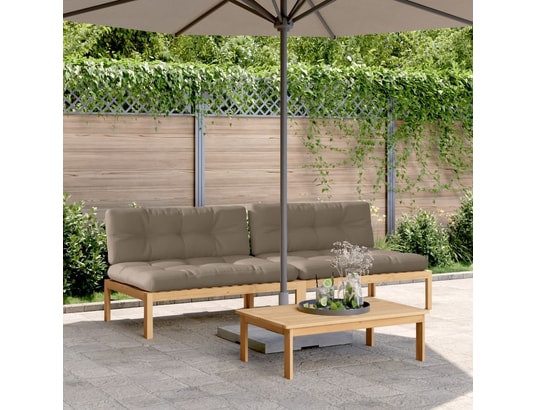 VIDAXL - Canapés centraux palette de jardin 2pcs et coussins bois aca...